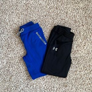 Under Armour Boys Sweatpants Joggers Pants Set Lot of 2 Black Blue Youth XS 7